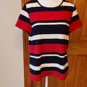 Chaps Red and Blue Fitted Short Sleeve T-Shirt Size XL
